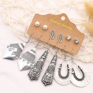 6 Pair Set Vintage Boho Dangle Earrings